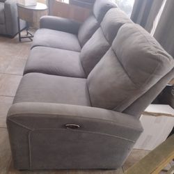 Grey Coloured  Sofa With Foot Rest  - Needs Cleaning
