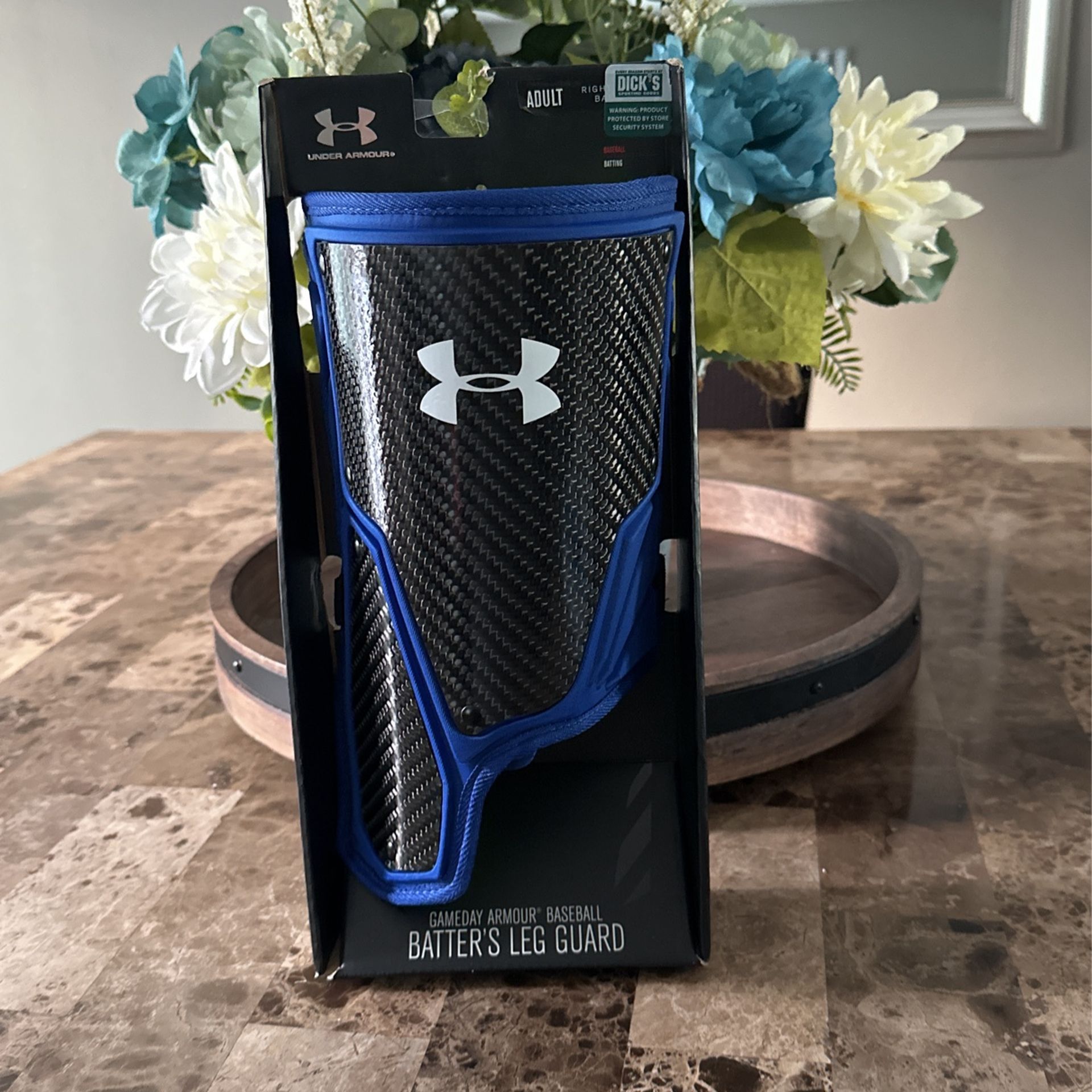 Under Armour Gameday Baseball Adult Right Hand Batter Leg Foot Guard Black Blue