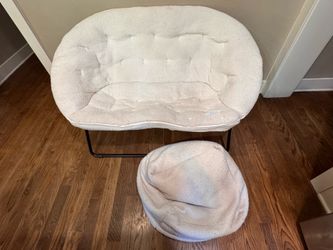 Foldable Faux Fleece Covered Couch & Ottoman