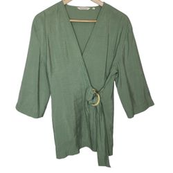 Soft Surroundings Women’s Sage Green Wrap Tunic Top Size Large