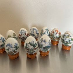 1993 Princeton Gallery Unicorn Porcelain Complete EGG Set 