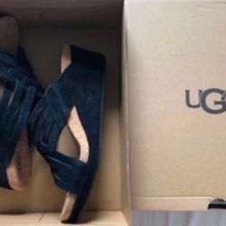 UGG | NEW Lilah Black Suede Wedge Slide Sandal