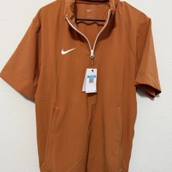 Nike Coaches 1/4 Zip Hooded Short Sleeve Jacket Desert Orange FJ9548-802 Medium