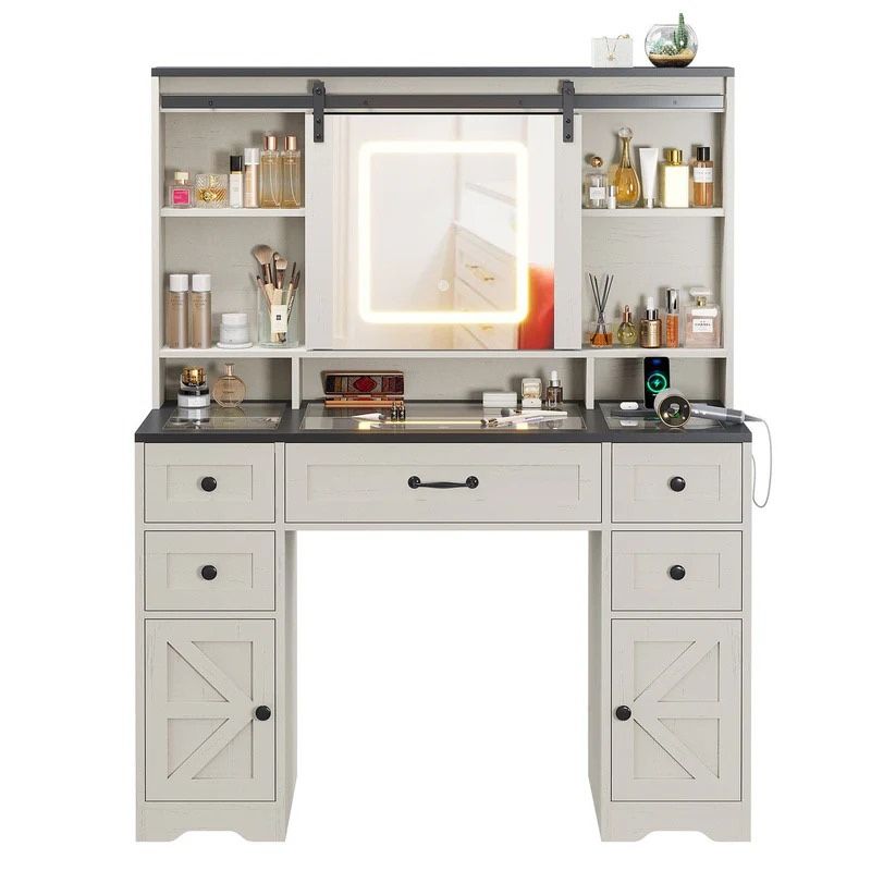 LED Makeup Vanity Desk With Sliding Mirror And Lights White - In A Box  Needs To Be  Assembled!!!!!