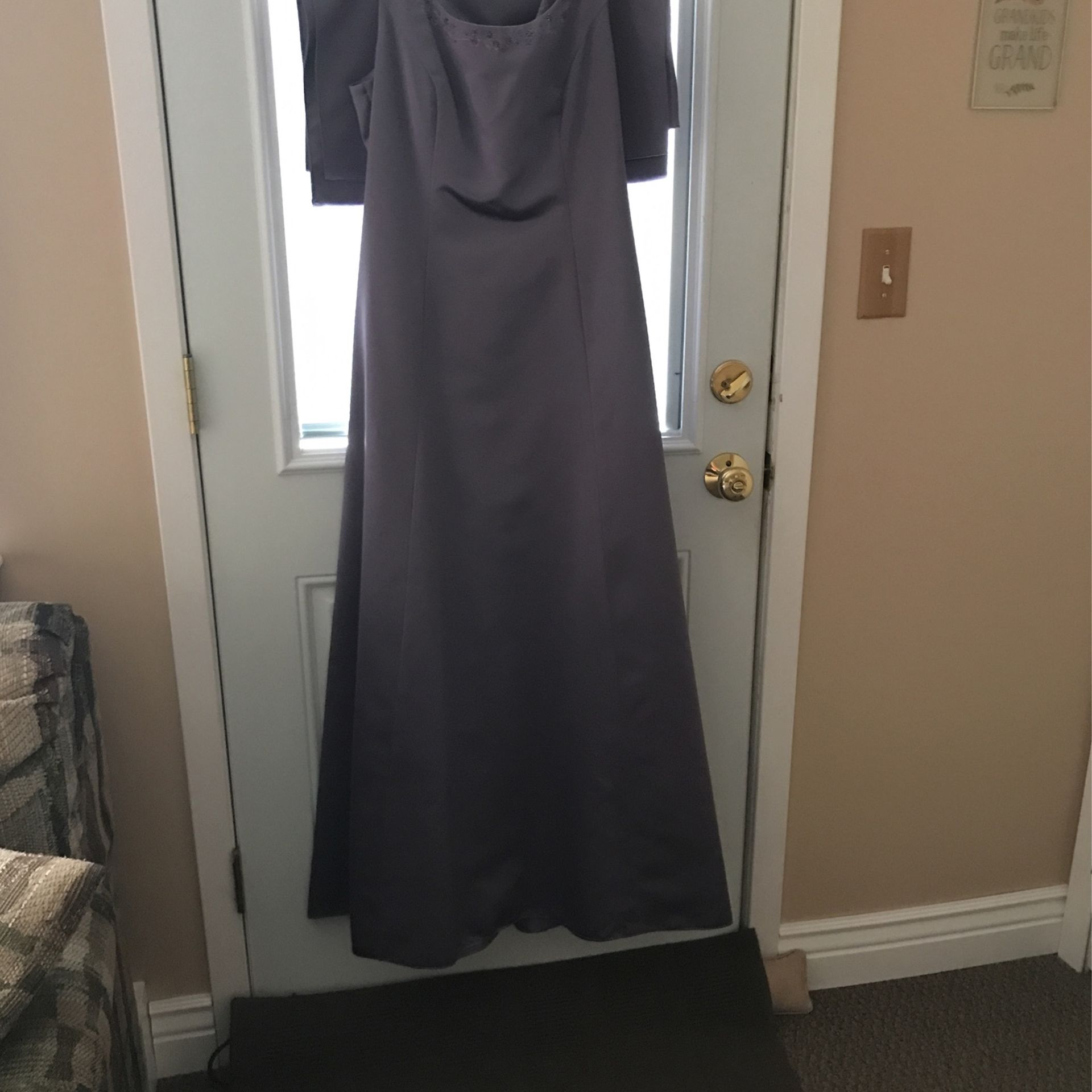 David’s Bridal Plum Gown With Shawl