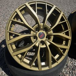 Beautiful Golden Bronze Made in Japan 19x8.5 Subaru STI wheels 55et 5x114.3