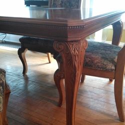 Solid Ornate Dining Room Table and Chairs