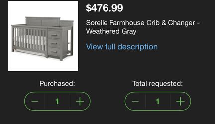 Sorelle Farmhouse Crib & Changer- Weathered Gray