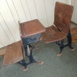Antique Wooden two Piece School Desk