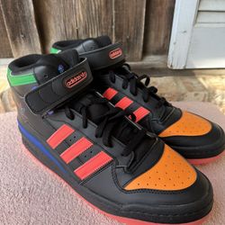 MENS ADIDAS FORUM MID ORIGINALS BLACK MULTI SKATEBOARD BASKETBALL  SHOES SIZE 13 NEW