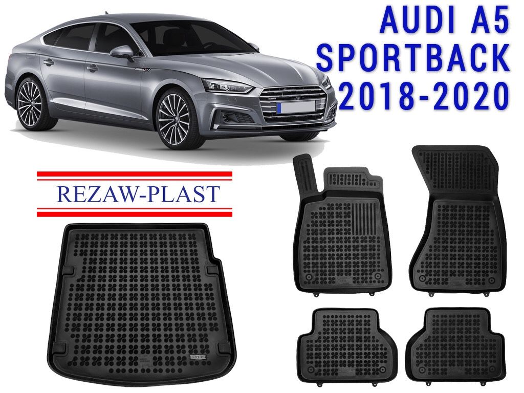 All weather floor mats trunk liner set for Audi A5 Sportback 2018-2020 rubber 3D custom fit