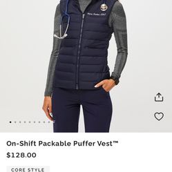 BNIB FIGS PACKABLE PUFFER VEST NAVY XS 