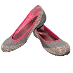 SKECHERS Ladies Size 7.5 EZ Flex Slip On Ballet Flats Pink Shoes 21963