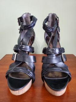 Guess New Strappy Platform GWKAPPA Black Leather 8.5