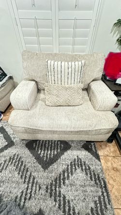 Sofa and single lounger chair beige color set