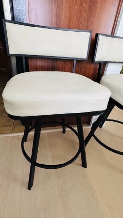 Premium Bar Stools OPEN BOX NEW 2 Modern Bar Stools – Leather & Metal (At Home Style)