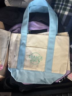 Trader Joes Mini Canvas Bag-blue