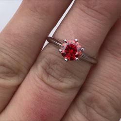 Sz7/9 Certified 1ct. Moissanite Garnet Solitaire Ring NEW