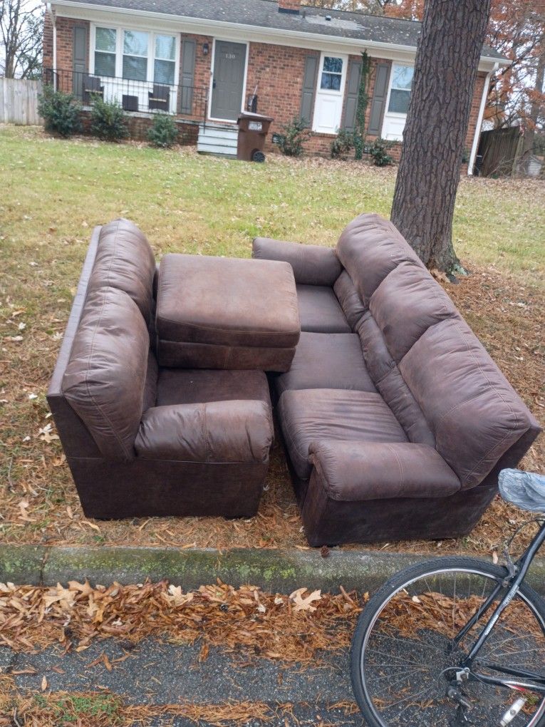 Micro Fiber Sofa, Love Seat, And Ottoman 