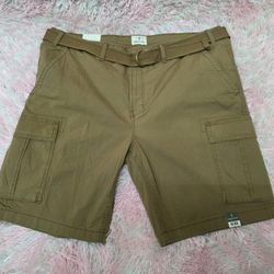 Men's Big Tall Mutual Weave Taffy Brown Cargo 10" Shorts w/ belt  46B 48B  50 NEW