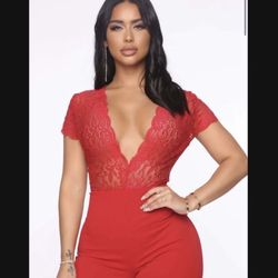 Fashion Nova Red Jumpsuit Large