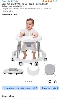 Collapsable White/grey baby walker