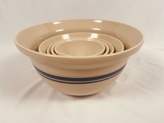 Vintage Friendship Pottery Roseville Ohio 5-Piece Nesting Mixing Bowl Set