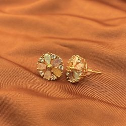Unique Coral Color Stud Earrings (Small Business - Shakambh)