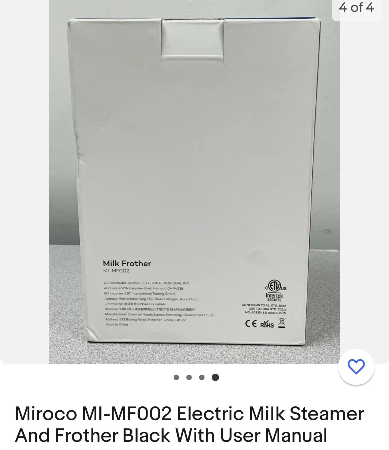 Miroco Milk Frother MI-MF002 Electric Milk Steamer In Box - Milk