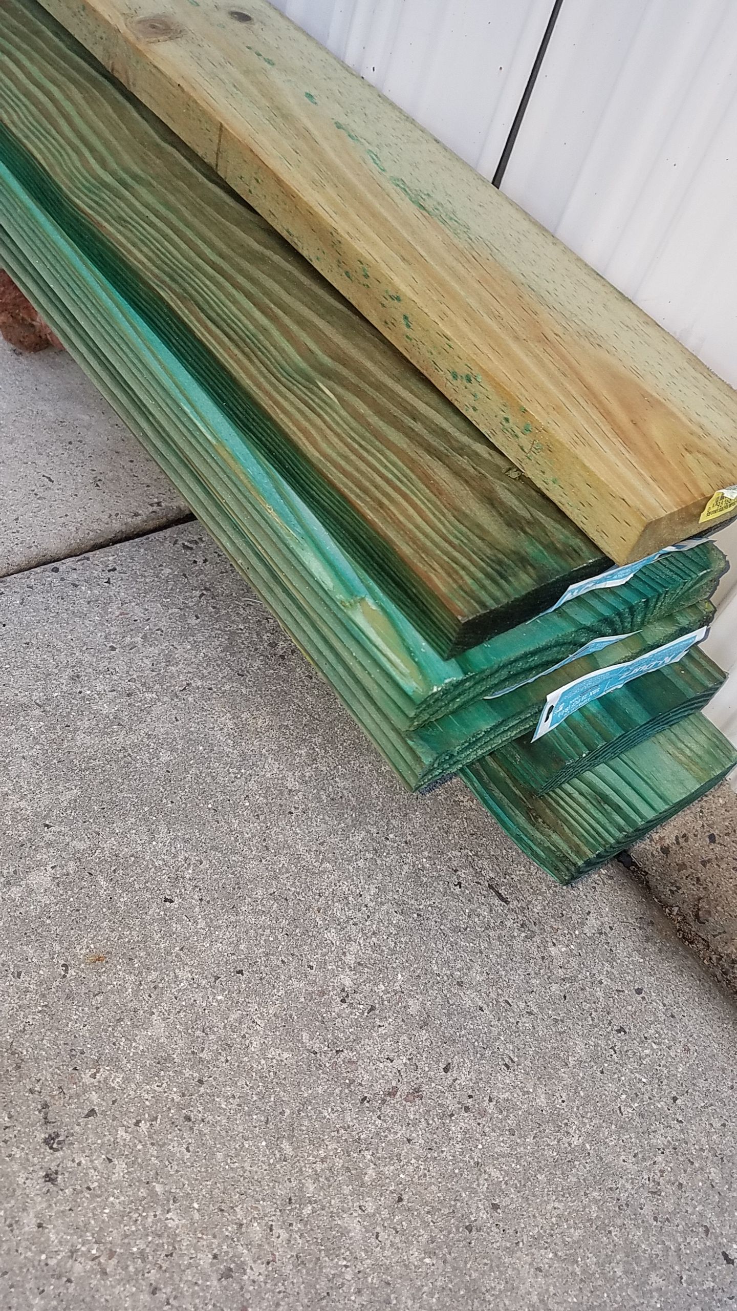 (3) 1x6x10 and (2)1x4x10 pressure-treated and 2 sheet of plywood