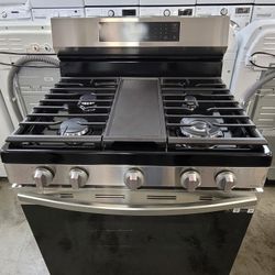 New Samsung 5 Burner Stainless Steel Gas Stove With Griddle 