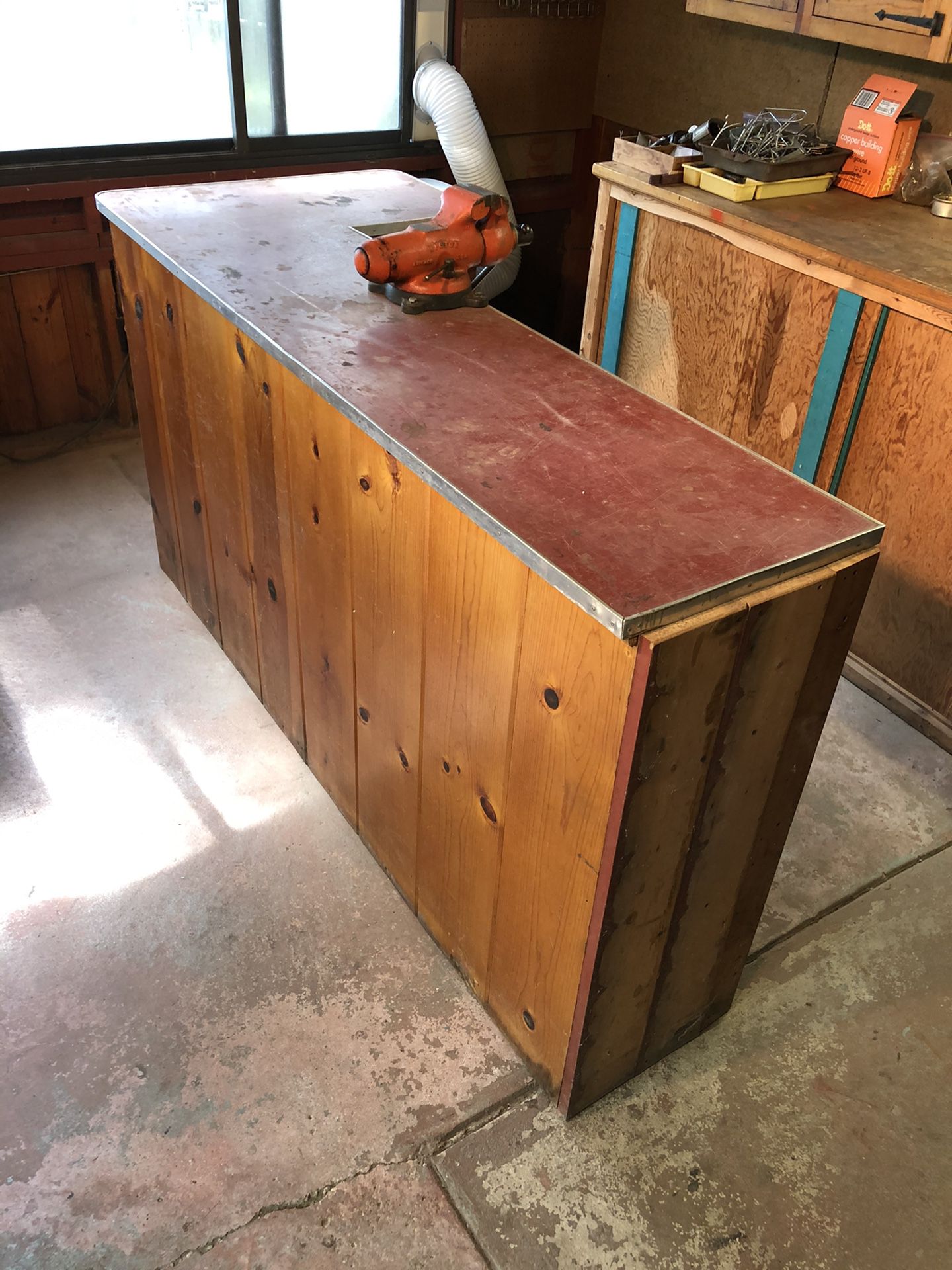 Wooden Storage with Formica Countertop for Workshop or Garage