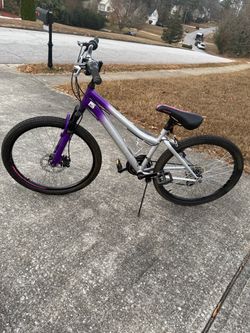 Purple and Silver Mountain Bike