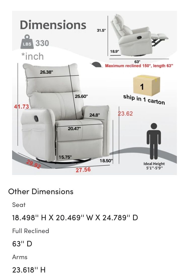 Wayfair Buckleberry Recliner – Like New – 360° Swivel & Rocker – $225 OBO