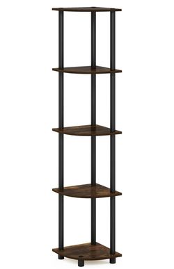 Furinno 5 Tier Corner Shelf Amber Pine/Black NEW