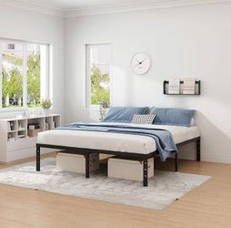 King Metal Bed Frame – 12” Platform w/ Storage – No Box Spring Needed