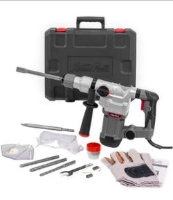 1400W Electric Rotary Hammer SDS Plus Drill Swivel Adjustable Handle Drilling With Flat Chisels, Point Chisels and 3 Drill Bits Carrying Case

New