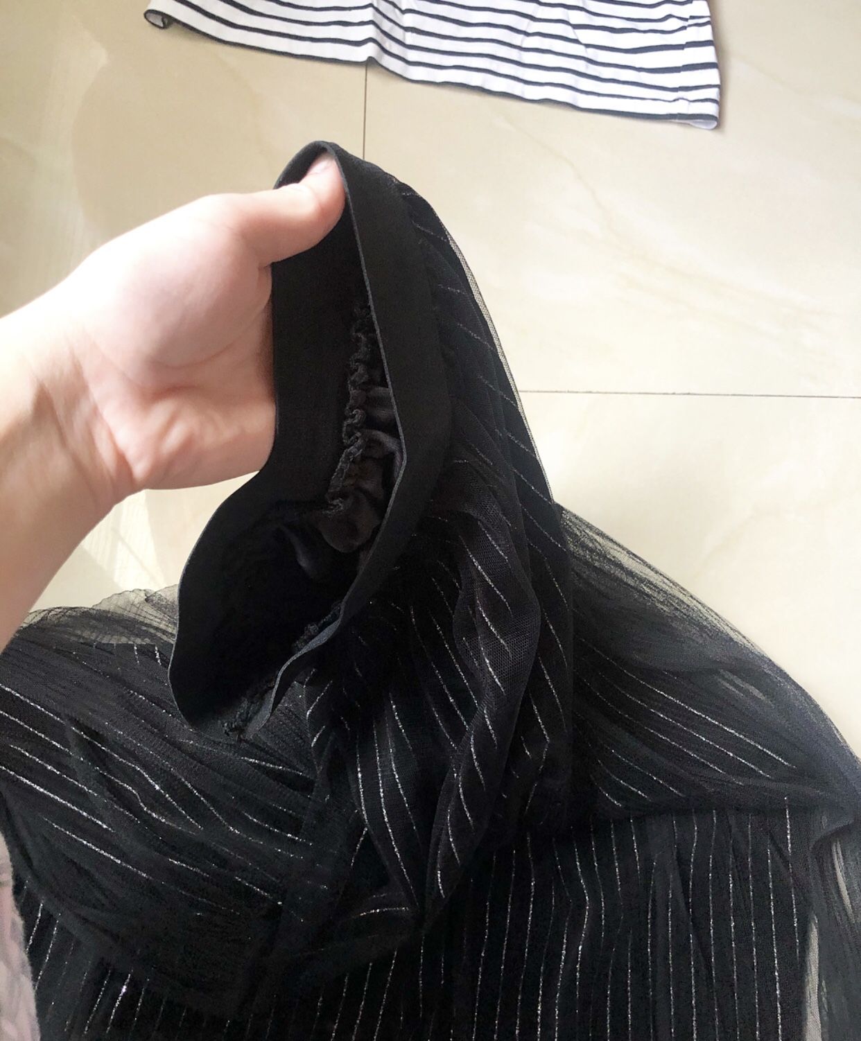 Black tulle midi skirt