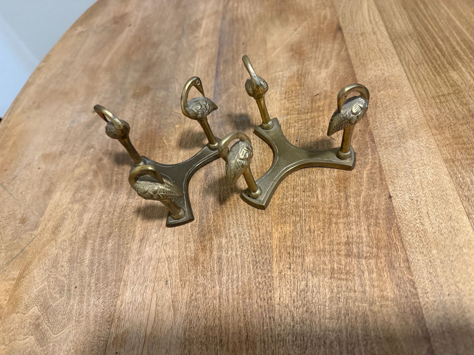 Rare Vintage Brass Stork/Heron Candle Holders