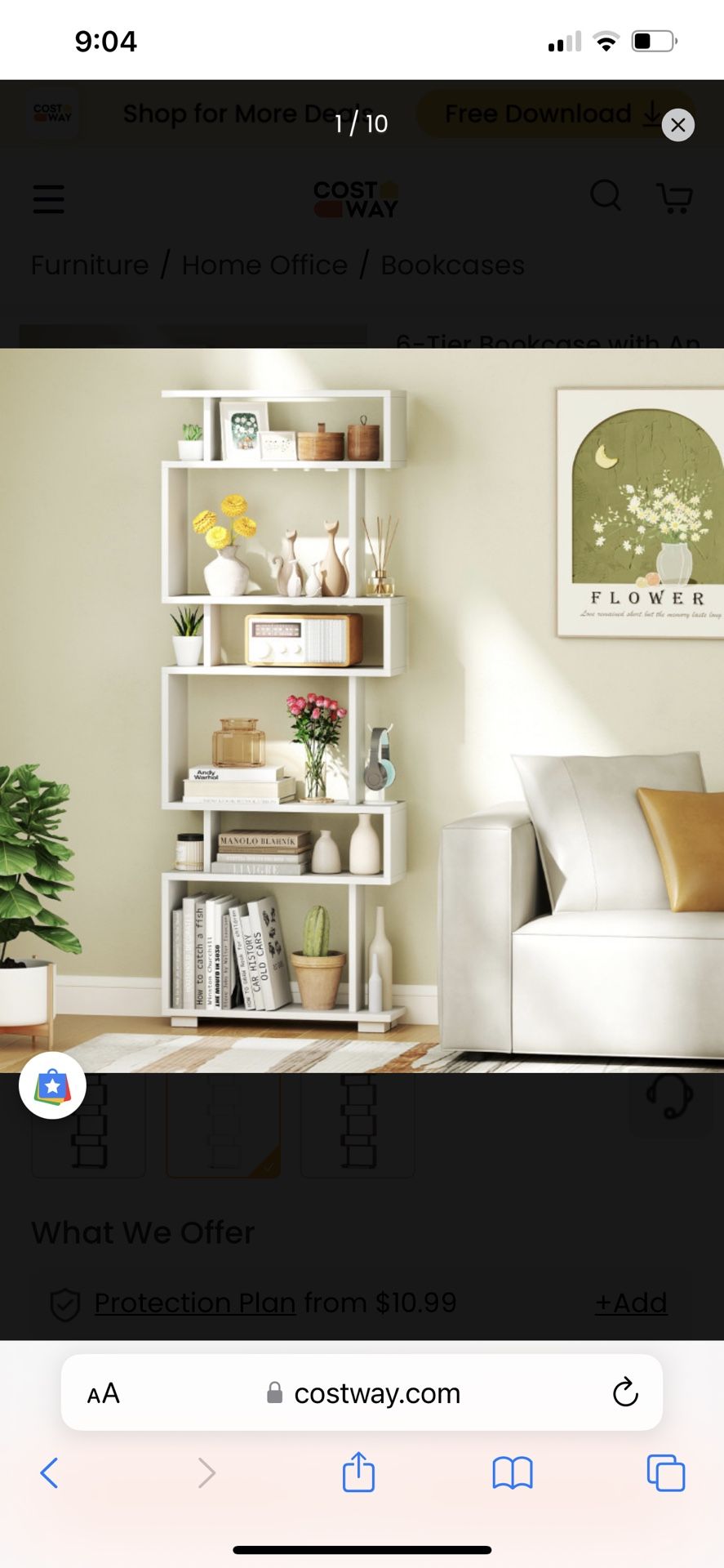 6-Tier Bookcase with Anti-Tipping Kit - White