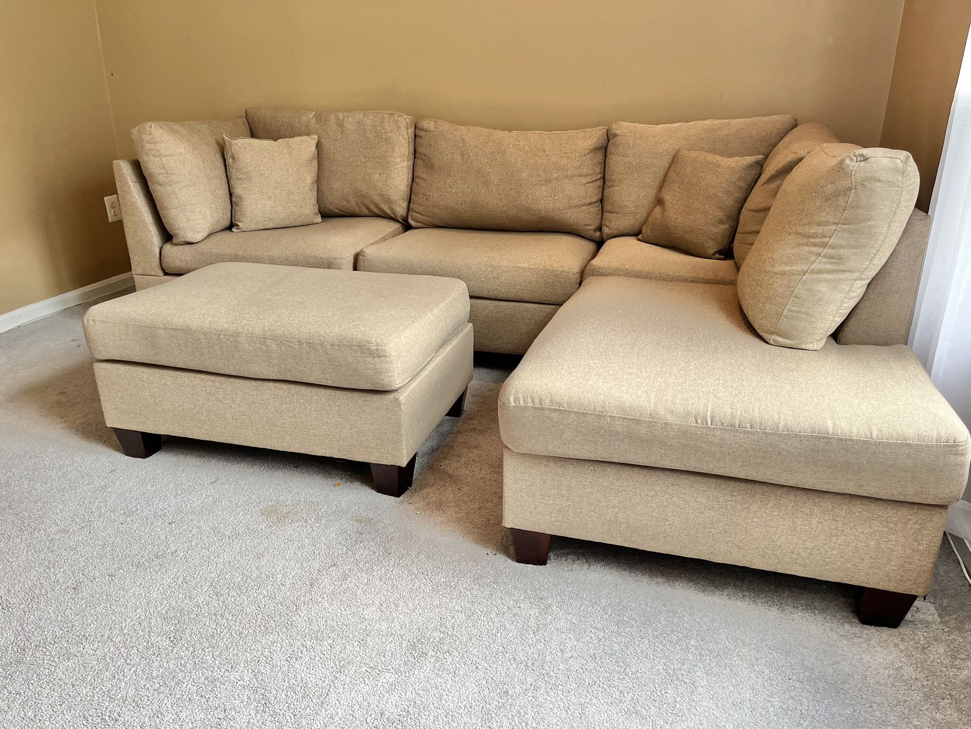 Oatmeal colored wayfair couch with ottoman- Delivery Available