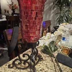 Red Mosaic Candle Holder