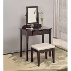 Makeup Vanity Set with Stool and Mirror