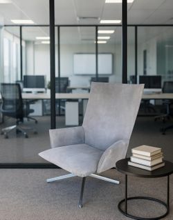 Knoll Pilot Swivel High Back Lounge Chair Gray