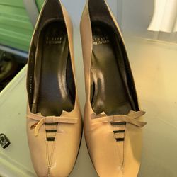 Stuart Weitzman Bowleram true camel tan cream Heel Shoes Size  8.5