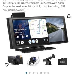 9.26'' Wireless Carplay Screen for Car with 4K Dash Cam, 1080p Backup Camera, Portable Car Stereo with Apple Carplay Android Auto, Mirror Link, Loop R