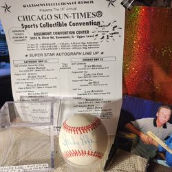 Sparky Lyle Signed Major League Baseball W/COA, PHOTO, SCHEDULE & BALLCUBE 

