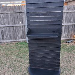 Black Wooden Display Stand With Wheels 
