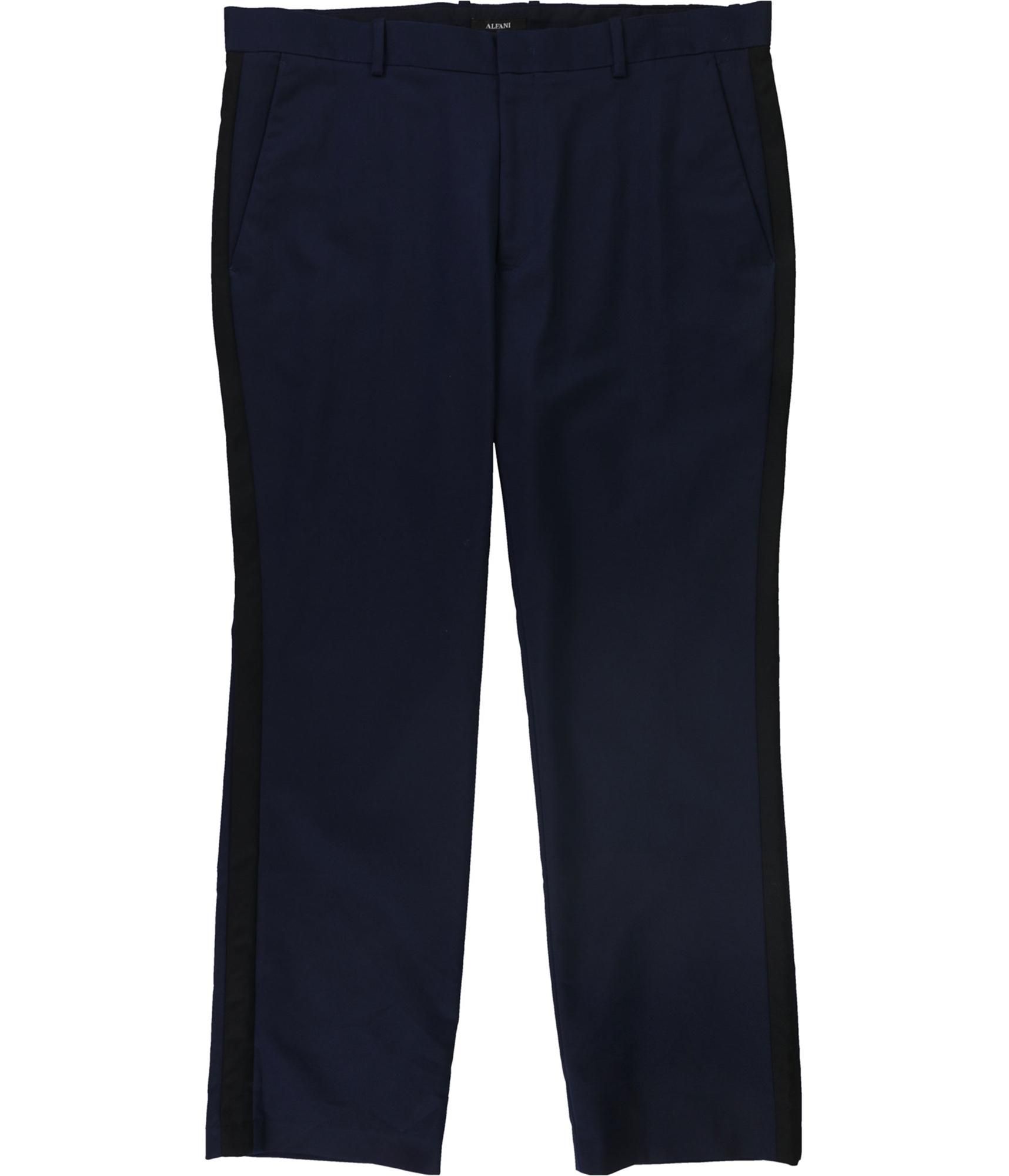 Alfani Mens Side Striped Dress Pants Slacks, Blue, 40W x 30L