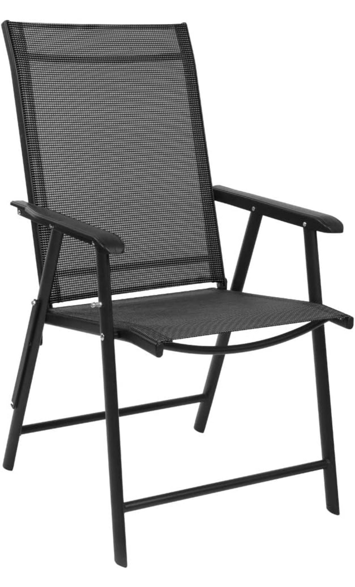 VINGLI Upgraded Version Single 1 Folding Chairs with Arms, Portable Patio Chairs for Outdoor & Indoor, Sling Back Chairs for Lawn, Pool, Courtyard, Ba